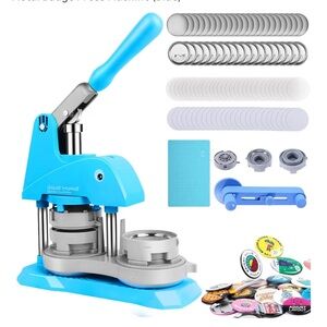Button Maker Press with Blue Handle and Base